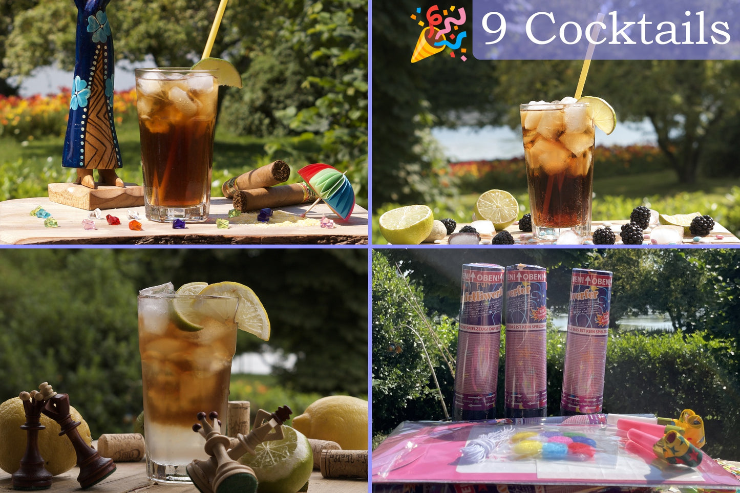 Drinks aus dieser Cocktailbox passen perfekt zum Grillen, beim Fußball-Fernsehabend mit Freunden oder bei jeder anderen Party. Ihr verbringt nicht viel Zeit mit Mixen, habt aber jede Menge Spaß! Und die Cocktails enthalten viele verschiedene Getränkearten, z. B. Rum, Tequila, Wodka und noch mehr.