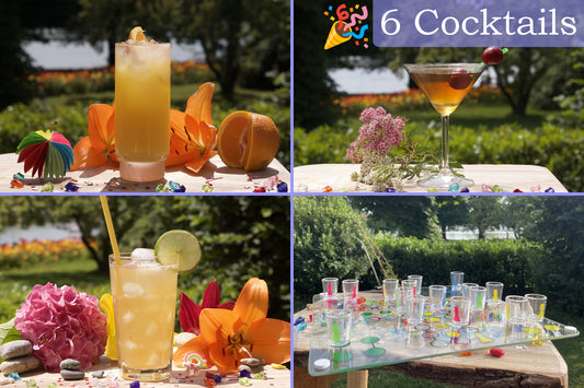 Spaß haben: Cocktails, Trinkspiel, Drinks für Schnapsgläser - alles im Cocktailbox mit dabei.