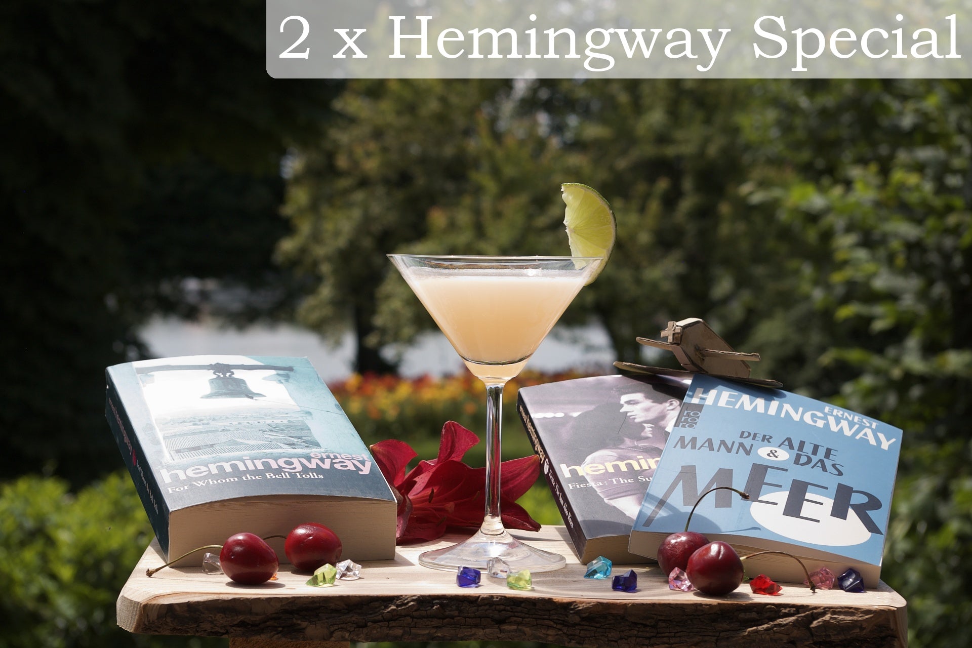 Geschenke für Paare: Cocktailboxen , hier Hemingwayspecial: Grapefruitsaft, Rum, Bacardi Cocktail, das dezent süße Aroma von Marasca-Kirschen mit einem spannenden Zitrusmix aus säuerlicher Grapefruit und erfrischender Limette und Rum verbindet.